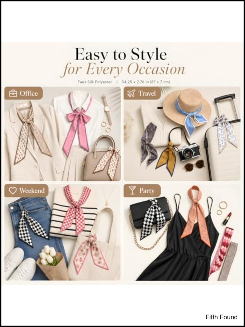 24 Pcs Multifunctional Neck Scarves - Silk-Like Fabric, Headbands, Bag Scarf - Picture 4 of 6